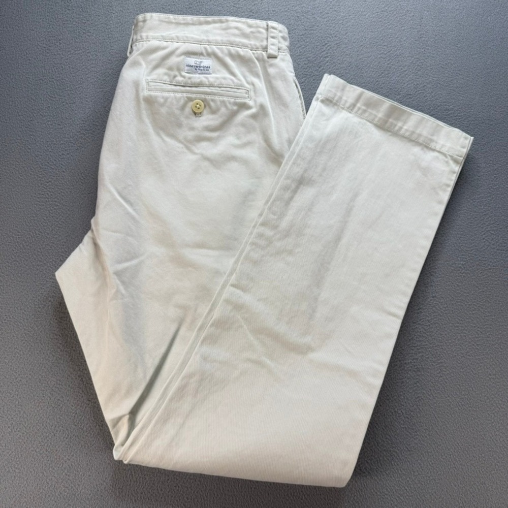 Vineyard Vines Chino Slim Fit Club Pants Mens 34x34 (FITS 33/32) Beige 1P013
